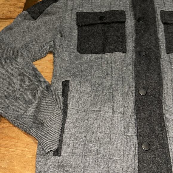 Mens Calvin Klein Jeans Gray and Black Zip Up Sweater Jacket Size Large - Picture 6 of 10